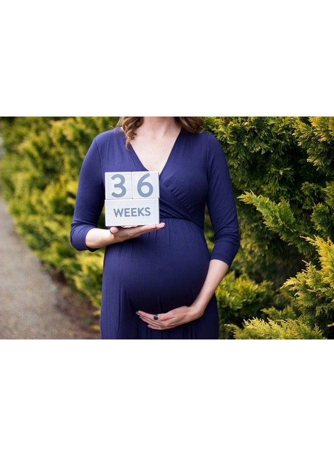 pearhead Wooden Milestone Age Blocks Genderneutral Baby Accessory For Photo Sharing Weekly Monthly Year And Grade Growth Markers Distressed Gray - Image 5