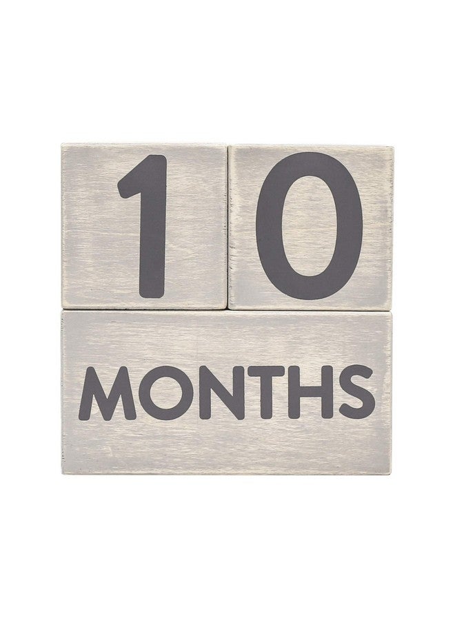 pearhead Wooden Milestone Age Blocks Genderneutral Baby Accessory For Photo Sharing Weekly Monthly Year And Grade Growth Markers Distressed Gray - Image 1