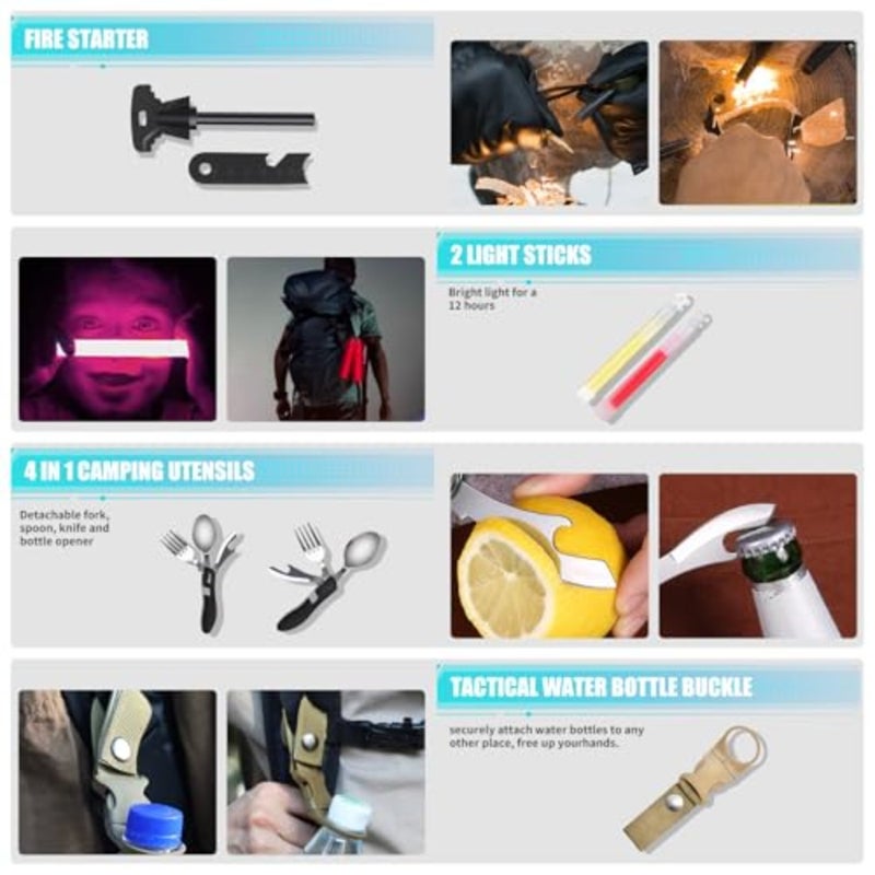 Survival Kit and First Aid Kit, 236PCS Survival Gear Camping Essentials Emergency Medical Supplies with Tactical MOLLE Pouch for Outdoor Adventure, Camping, Hiking, Hunting, Cool Idea - Image 4