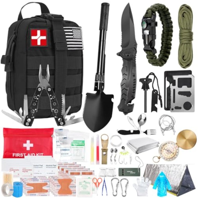 Survival Kit and First Aid Kit, 236PCS Survival Gear Camping Essentials Emergency Medical Supplies with Tactical MOLLE Pouch for Outdoor Adventure, Camping, Hiking, Hunting, Cool Idea - Image 1