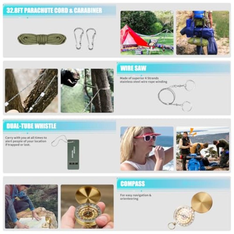 Survival Kit and First Aid Kit, 236PCS Survival Gear Camping Essentials Emergency Medical Supplies with Tactical MOLLE Pouch for Outdoor Adventure, Camping, Hiking, Hunting, Cool Idea - Image 5