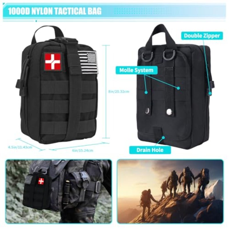 Survival Kit and First Aid Kit, 236PCS Survival Gear Camping Essentials Emergency Medical Supplies with Tactical MOLLE Pouch for Outdoor Adventure, Camping, Hiking, Hunting, Cool Idea - Image 2
