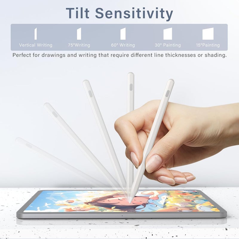 Kingone Magnetic Charging Pencil (3Rd Gen) For Apple iPad, Wireless & Type-C Charging Stylus Pen, Compatible With Apple iPad Pro 11" 1/2/3/4 & 12.9" 3/4/5/6,Air 3/4/5, Mini 6, White - Image 3