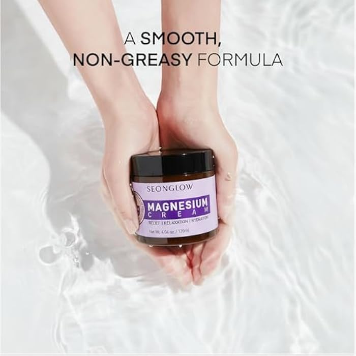 SEONGLOW Magnesium Cream for Sleep & Leg Cramps: Fast-Absorbing Lotion with Lavender & Shea Butter, promotes relaxation for kids and adults, 4.06 Fl Oz – Made in Korea - Image 4