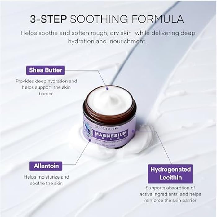 SEONGLOW Magnesium Cream for Sleep & Leg Cramps: Fast-Absorbing Lotion with Lavender & Shea Butter, promotes relaxation for kids and adults, 4.06 Fl Oz – Made in Korea - Image 5