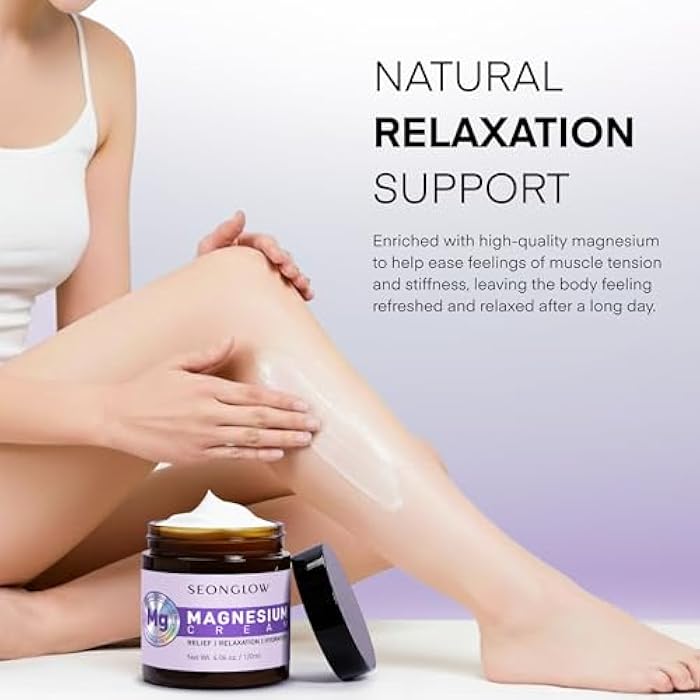 SEONGLOW Magnesium Cream for Sleep & Leg Cramps: Fast-Absorbing Lotion with Lavender & Shea Butter, promotes relaxation for kids and adults, 4.06 Fl Oz – Made in Korea - Image 2