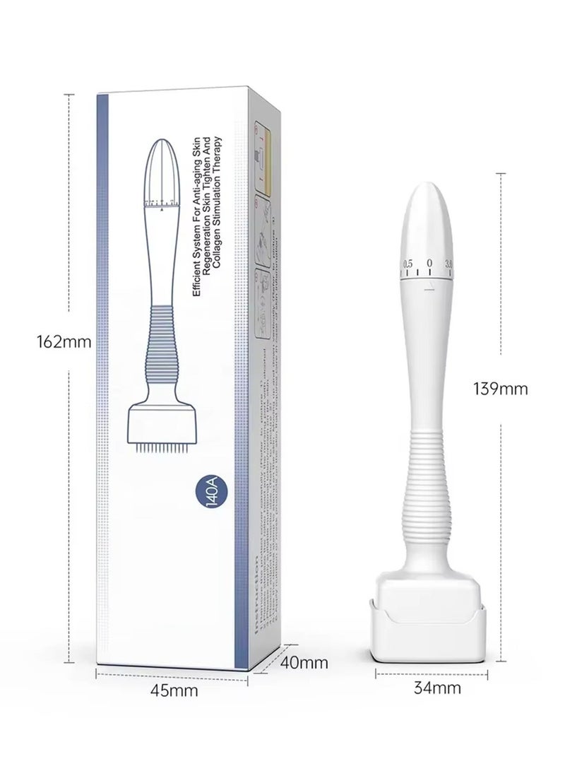 كيلا أداة ديرما ستامب مايكرونيدلينج للتجميل - قلم تجميل احترافي قابل للتعديل للنساء والرجال - أداة للعناية بالبشرة والشعر واللحية تحتوي على 140 إبرة للاستخدام المنزلي الأمثل للرجال والنساء (أبيض) - Image 4