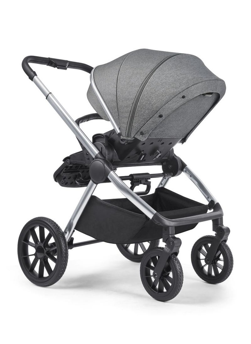GOKKE - Reversible Baby Stroller with 5 Point Safety Harness, Forward & Rear Facing, Height Adjustable Handlebar, 0-36 Months, Grey & Silver - BJ02GS - Image 1