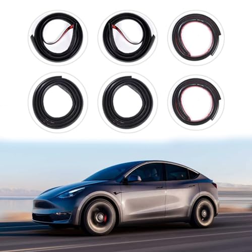 TSTESE 6 Pack Soundproof Sealling Strips Compatible with Tesla Model Y 20202024 2025 Accessories Door Seal Kit Soundproof EPDM Rubber Weather Draft Strip Wind Noise Reduction Sound Proofing Kits - Image 1
