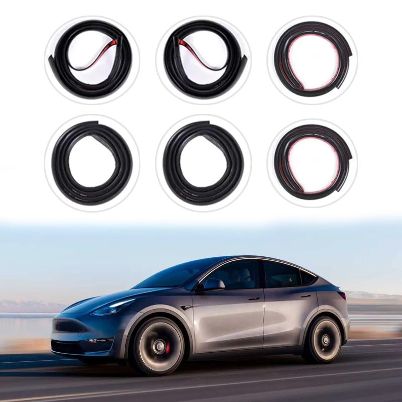 TSTESE 6 Pack Soundproof Sealling Strips Compatible with Tesla Model Y 20202024 2025 Accessories Door Seal Kit Soundproof EPDM Rubber Weather Draft Strip Wind Noise Reduction Sound Proofing Kits - Image 2