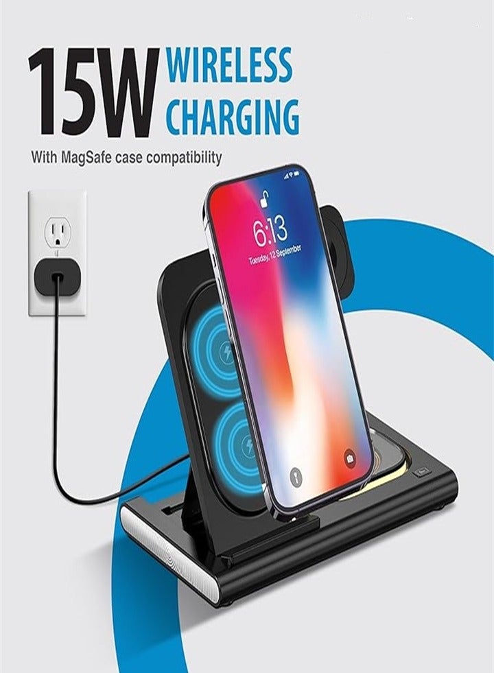 محطة شحن مطورة 3 في 1، شاحن قابل للطي، مناسب للهواتف المحمولة من Apple والساعات وسماعات الرأس، شحن ثلاثة في واحد، سهل الحمل، مناسب للسفر والفنادق التجارية - Image 3