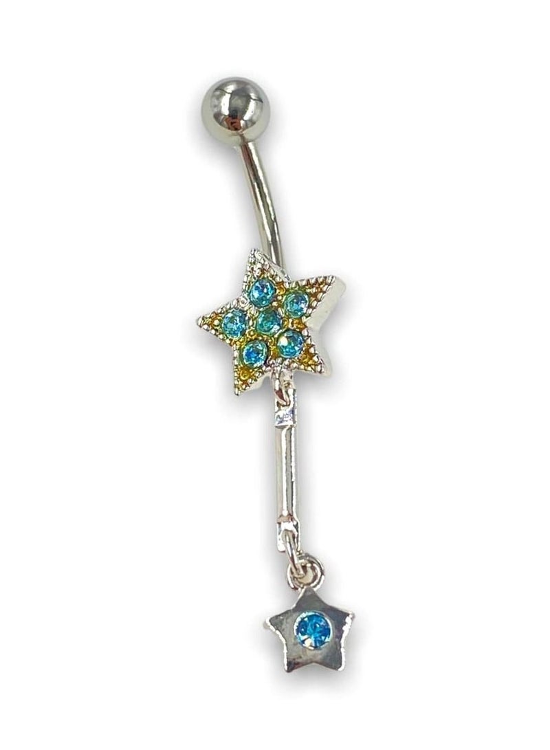 X8 BODY HARDWARE Stainless steel 316L dangle star belly ring - Image 1