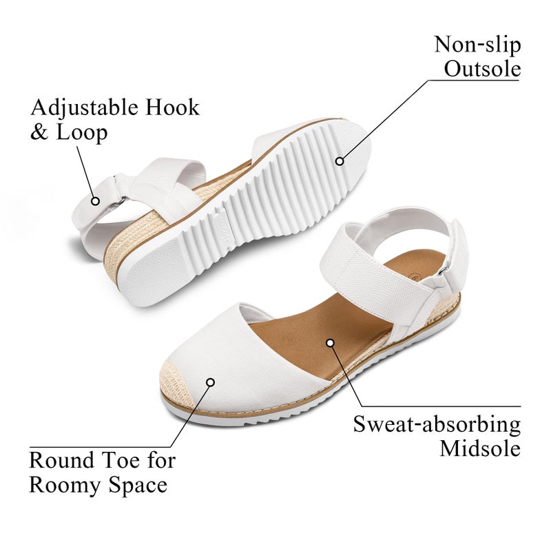 mysoft Women's Low Wedge Sandals Comfortable Closed Toe Espadrilles Slip on Elastic Ankle Strap Walking Sandals - Image 3