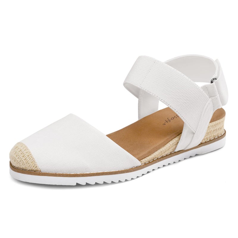 mysoft Women's Low Wedge Sandals Comfortable Closed Toe Espadrilles Slip on Elastic Ankle Strap Walking Sandals - Image 1