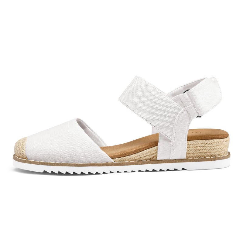 mysoft Women's Low Wedge Sandals Comfortable Closed Toe Espadrilles Slip on Elastic Ankle Strap Walking Sandals - Image 4