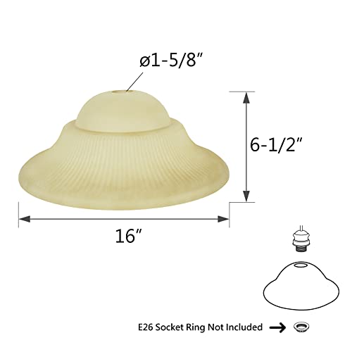 Aspen Creative 23119-01 Amber Traditional Replacement Glass Shade for Medium Base Socket Torchiere Lamp, Swag Lamp and Pendant, 16" Diameter x 6-1/2" High - Image 3