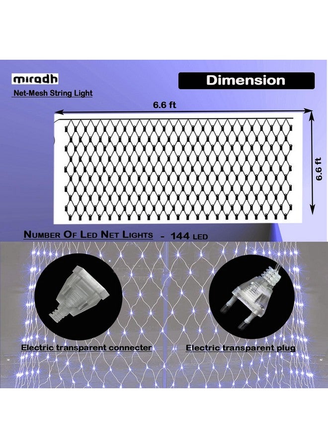 MIRADH Led Net Mesh String Lights - Diwali Lights for Decoration for Home Diwali Lights for Home Decoration led Lights Christmas Decoration Items for Home 6.6ft x 6.6ft 144 LEDs (Still Mode Blue) - Image 3