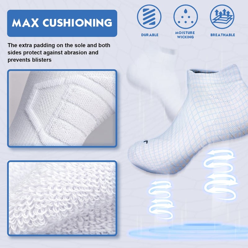 Hylaea Unisex No Show Athletic Running Socks Cushion Compression Low Cut Sports Socks for Gym Workout Tennis Walking Hiking Golf Cushion No Blister Moisture Wicking Tab X-Large - Image 5