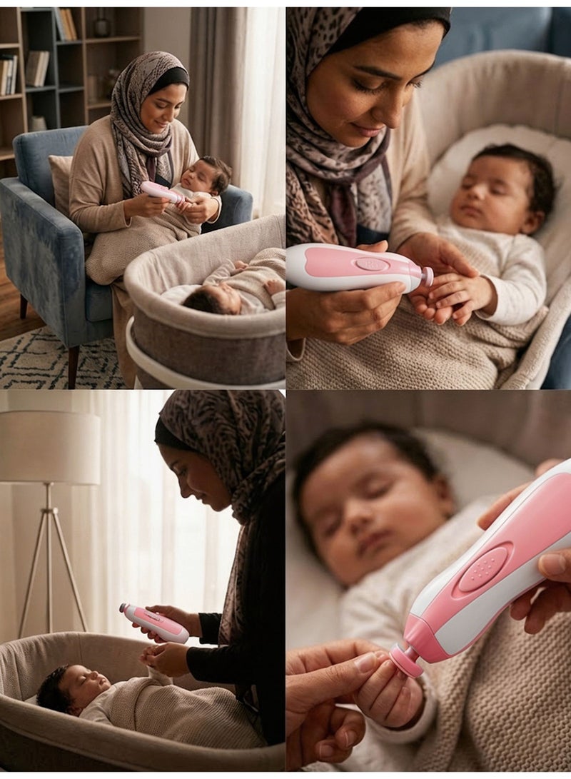 لو.بيبي.في  مقص أظافر كهربائي للأطفال، مجموعة 15 في 1 تضم سكين ومبرد ومبرد أظافر، مزودة بغطاء واقٍ من الغبار وضوء LED، مناسبة لحديثي الولادة والرضع والأطفال الصغار وأظافر أقدام البالغين، لون وردي - Image 3