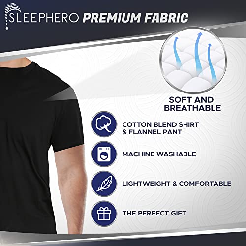 SLEEPHERO Fathers Day Mens Pajamas Set 2 Piece Short Sleeve Mens Flannel Sleepwear Set with Crewneck T-Shirt and Flannel Pants Buffalo Check Small - Image 3