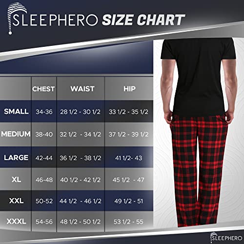 SLEEPHERO Fathers Day Mens Pajamas Set 2 Piece Short Sleeve Mens Flannel Sleepwear Set with Crewneck T-Shirt and Flannel Pants Buffalo Check Small - Image 5