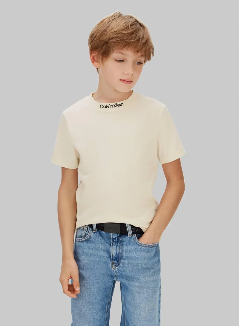 Calvin Klein Jeans Bold Blue / Whitecap Gray 2 Pack Logo T-Shirts for Men | Best Price UAE