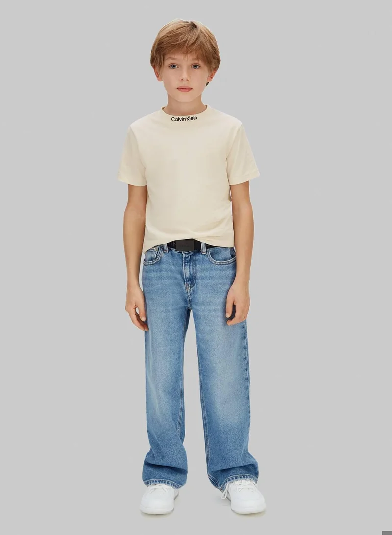 Calvin Klein Jeans Bold Blue / Whitecap Gray 2 Pack Logo T-Shirts for Men | Best Price UAE