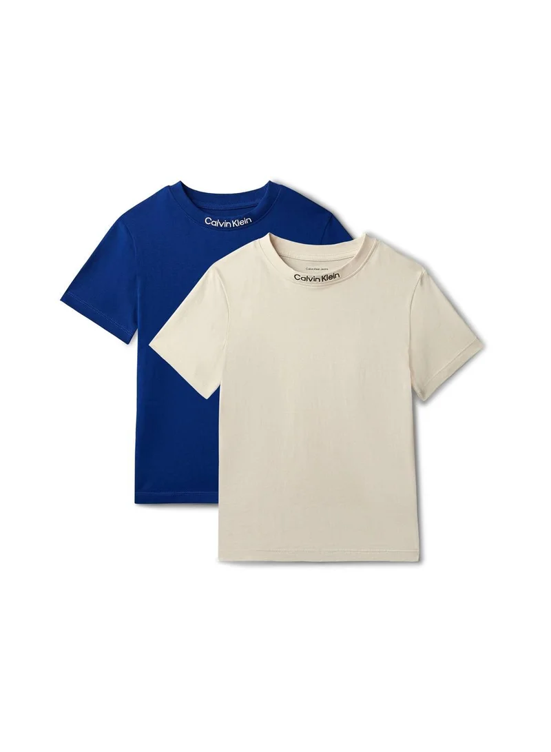 Calvin Klein Jeans Bold Blue / Whitecap Gray 2 Pack Logo T-Shirts for Men | Best Price UAE