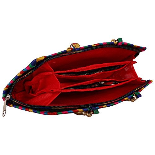 Craft Trade Clutch Bags for Women Rajasthani Jaipuri Embroidery Mirror Work Ethnic Purses and Wallet for Girls - 13x25 Cms, Cream - Image 5