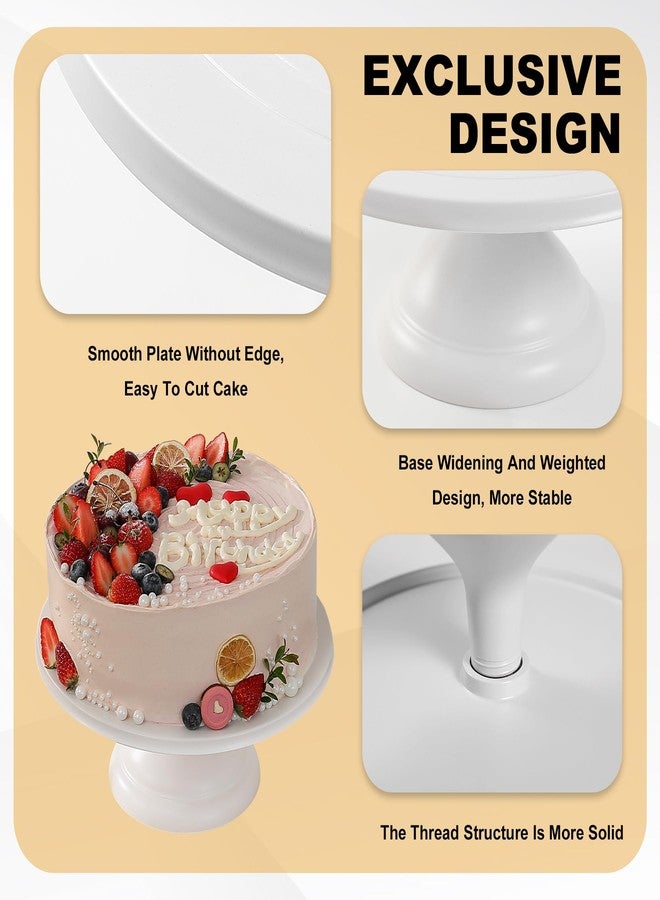 ECWAY Large Cake Stand 12 Inch with Cake Spatula, Round Bamboo Fiber Cupcake Dessert Stand, Cake Decorating Display Stand for Birthday Parties, Weddings, Baby Shower and Other Events, White - Image 4