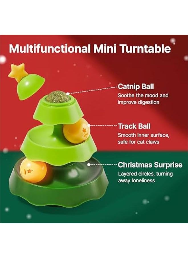 Arabest - Small Cat Toys with Catnip on Top, Dual-Level Rolling Turntable and Two Balls for Interactive Indoor Kitten Exercise, 5.5 Inches - Image 1