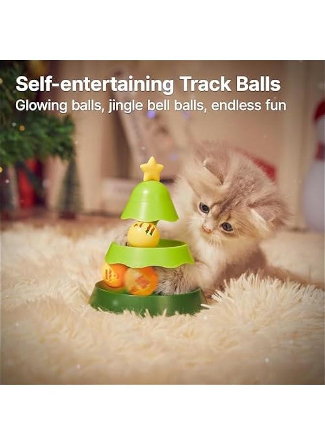 Arabest - Small Cat Toys with Catnip on Top, Dual-Level Rolling Turntable and Two Balls for Interactive Indoor Kitten Exercise, 5.5 Inches - Image 1