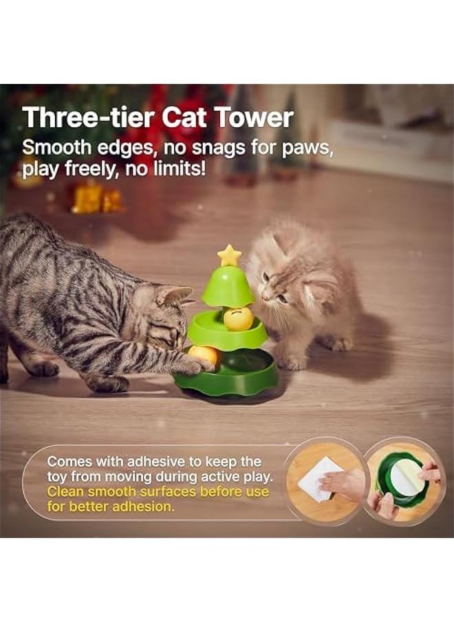 Arabest - Small Cat Toys with Catnip on Top, Dual-Level Rolling Turntable and Two Balls for Interactive Indoor Kitten Exercise, 5.5 Inches - Image 1