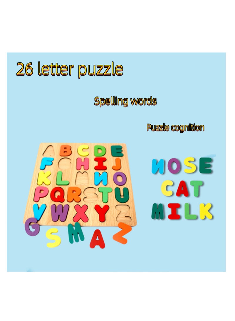 لعبة الألغاز  Literacy Puzzle Jigsaw Puzzle للأطفال من الخشب، لوحة أرقام، لوحة أحرف، لعبة الألغاز ذات الأشكال الهندسية، لوحة الإمساك باليد، ألعاب تعليمية مبكرة، أرقام، حروف، رياضيات، أشكال (عدد) - Image 4