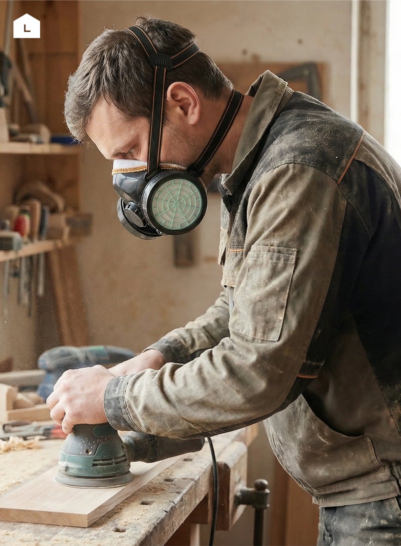 BMB tools Double Filter Gas Mask -Small- Reusable Half-Face Respirator Anti-Dust Comfortable Fit with Adjustable Strap for Chemical Protection and Workplace Safety Ideal for Construction DIY Projects - Image 5