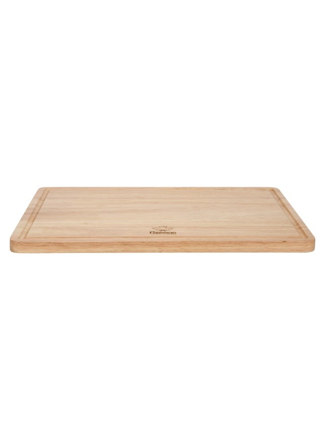 Fissman Rectangular Cutting Board 38x27cm, Rubber Wood Chopping Board 1.5cm Thick | Hevea Wooden Cutting Board with Juice Groove | Anti-Bacterial Cutting Chopping Board for Meat, Fruits, Vegetables  - Image 4