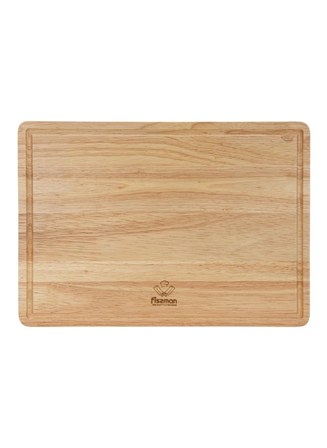 Fissman Rectangular Cutting Board 38x27cm, Rubber Wood Chopping Board 1.5cm Thick | Hevea Wooden Cutting Board with Juice Groove | Anti-Bacterial Cutting Chopping Board for Meat, Fruits, Vegetables  - Image 3