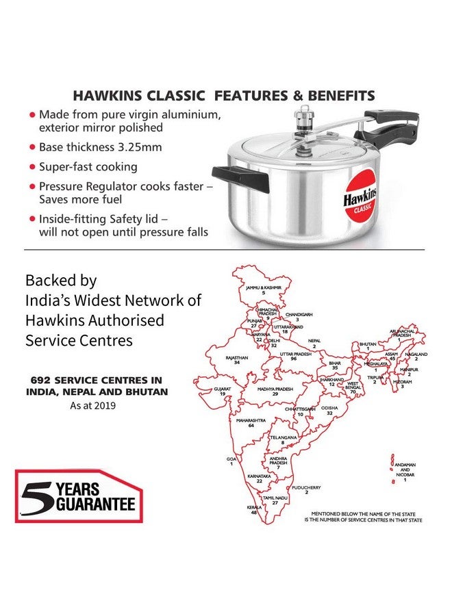 Hawkins 4 Litre Classic Pressure Cooker, Best Inner Lid Cooker, Silver (Cl40) Aluminium - Image 3
