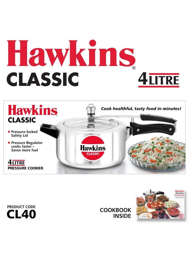 Hawkins 4 Litre Classic Pressure Cooker, Best Inner Lid Cooker, Silver (Cl40) Aluminium - Image 2