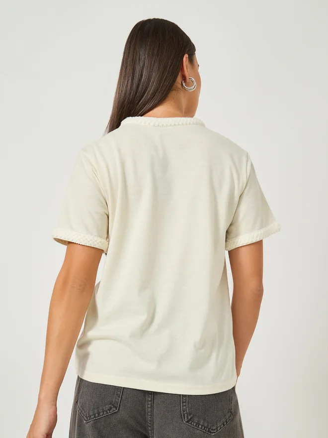 Styli Styli Lace Detail Short Sleeve Regular Fit T-Shirt