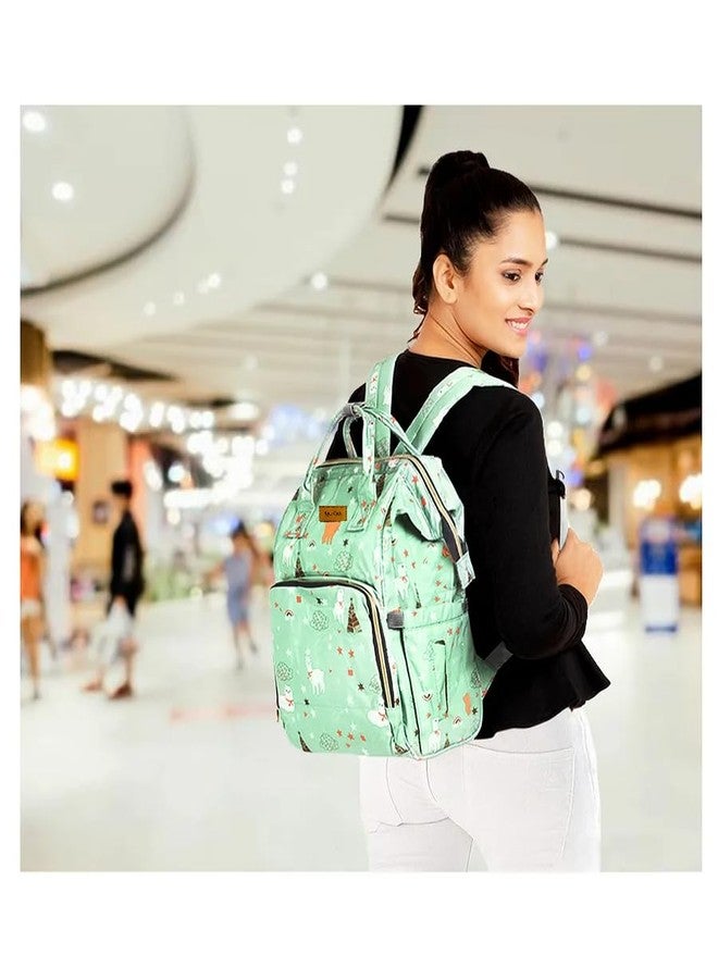 Laee cute Multifunctional Waterproof Diaper Bag-Backpack Cum Tote Bag/Travel Bag, Premium Oxford Waterproof Material, Large Storage Capacity with 15 Pockets, Green Unicorn (All Over Print) (c green) - Image 4