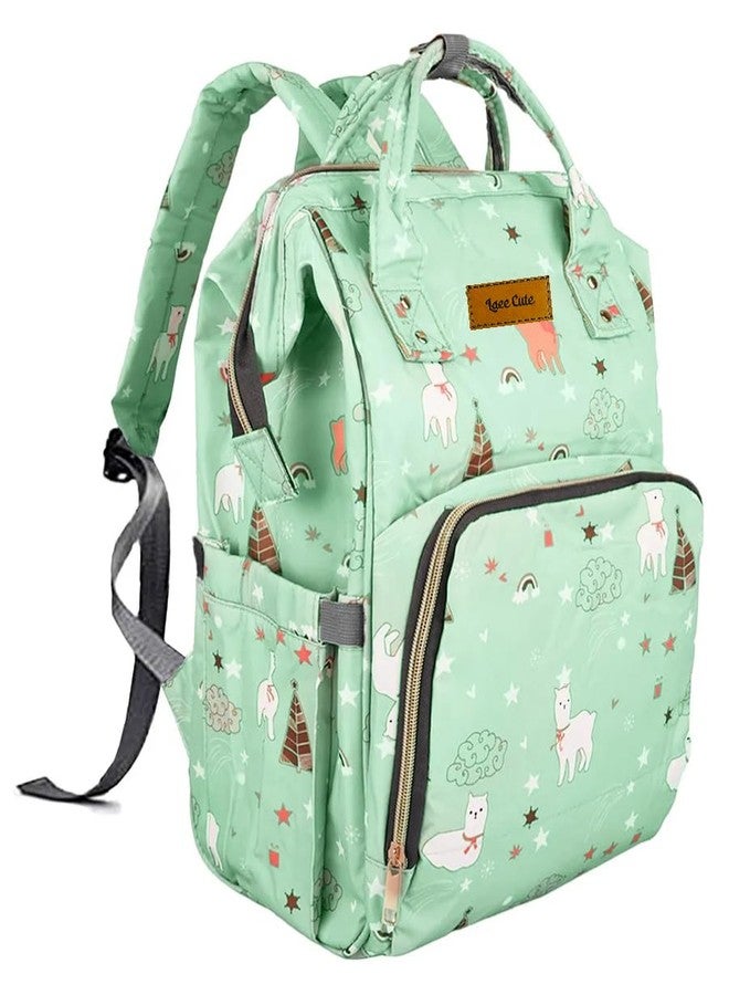 Laee cute Multifunctional Waterproof Diaper Bag-Backpack Cum Tote Bag/Travel Bag, Premium Oxford Waterproof Material, Large Storage Capacity with 15 Pockets, Green Unicorn (All Over Print) (c green) - Image 1