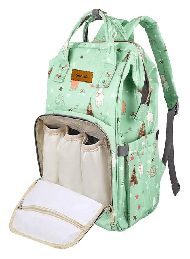 Laee cute Multifunctional Waterproof Diaper Bag-Backpack Cum Tote Bag/Travel Bag, Premium Oxford Waterproof Material, Large Storage Capacity with 15 Pockets, Green Unicorn (All Over Print) (c green) - Image 2