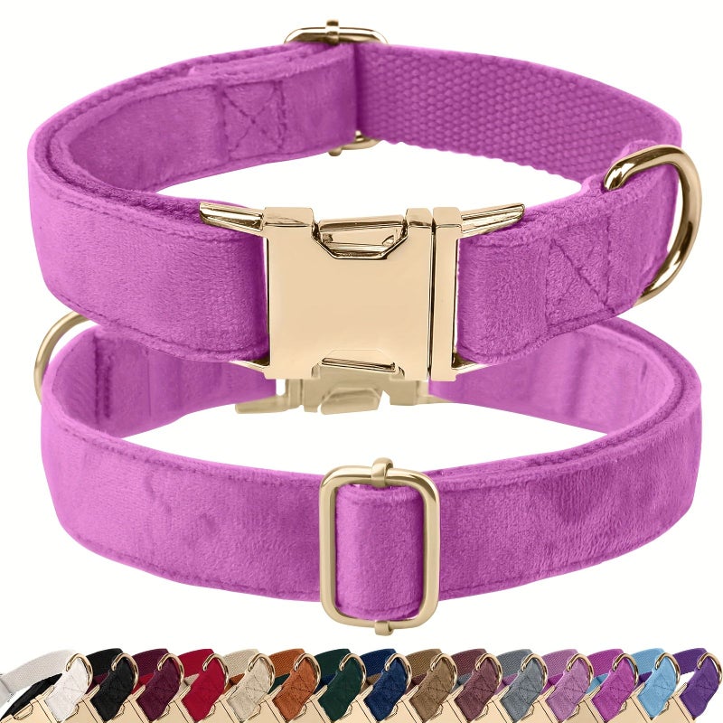Red Velvet Dog Collar with Golden Metal Buckles for Small Dogs Soft and Stylish Pet Accessory for Daily Special Occasions - Image 5