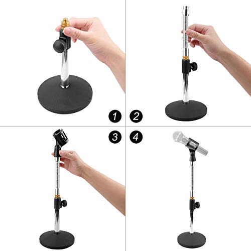 Eison Microphone Stand Desk Mic Stand Desktop Tabletop Microphone Stand with Gooseneck Mic Clip 5/8" Male to 3/8" Female Screw for Blue Yeti Snowball Christmas gift - Image 5