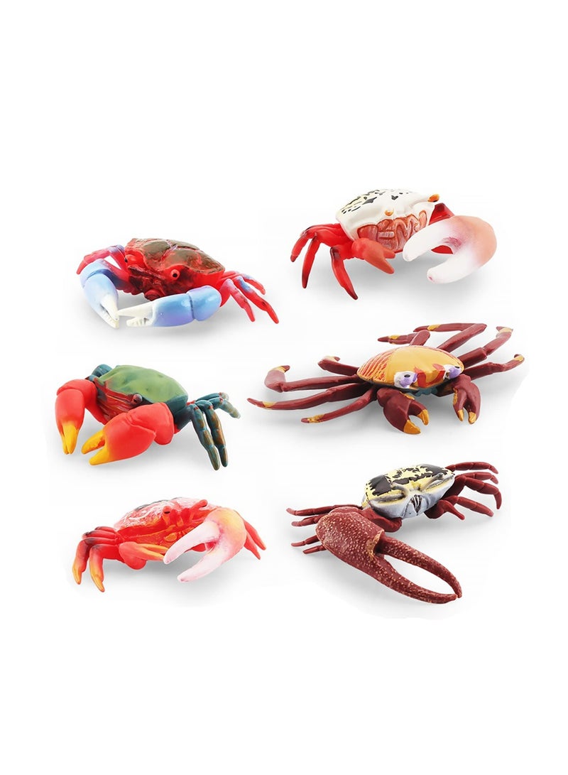 Zikra 6 PCS Realistic Crab Figurine, Plastic Marine Animal Crab Figure, Simulated Crab Model for Party Favors Supplies, Cake Toppers Decoration - Image 1