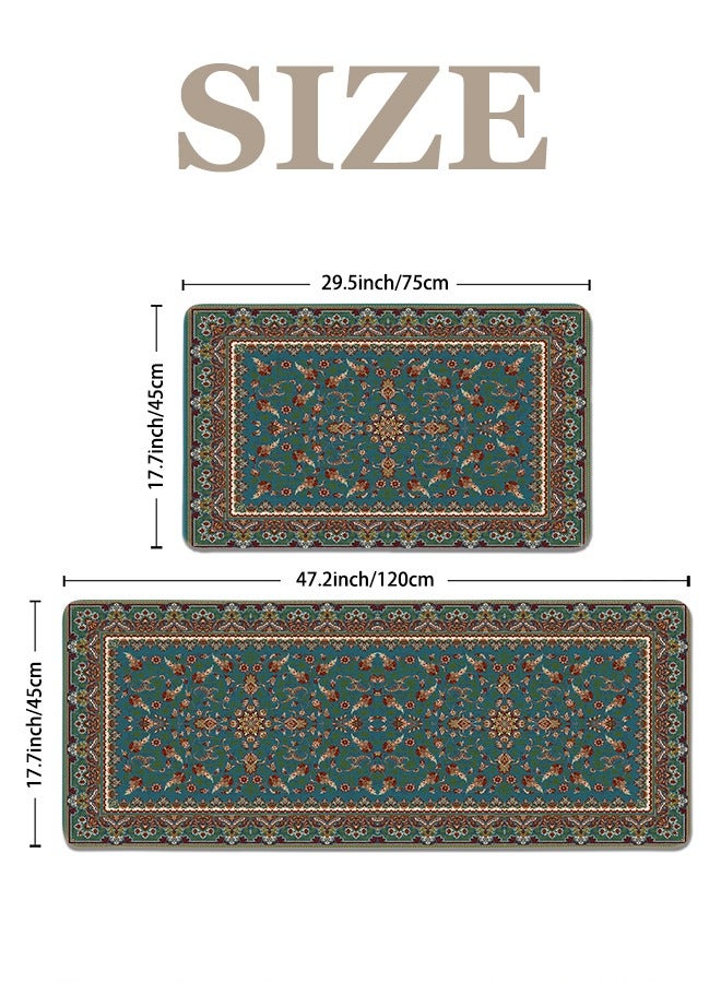 2 PCS Kitchen Floor Mats Rugs Set, Cushion Floor Carpet, Waterproof, Oil Resistant and Anti-Fatigue PU Standing Mat for Kitchen, Floor, Office, Sink, Laundry 45*75CM+45*120CM