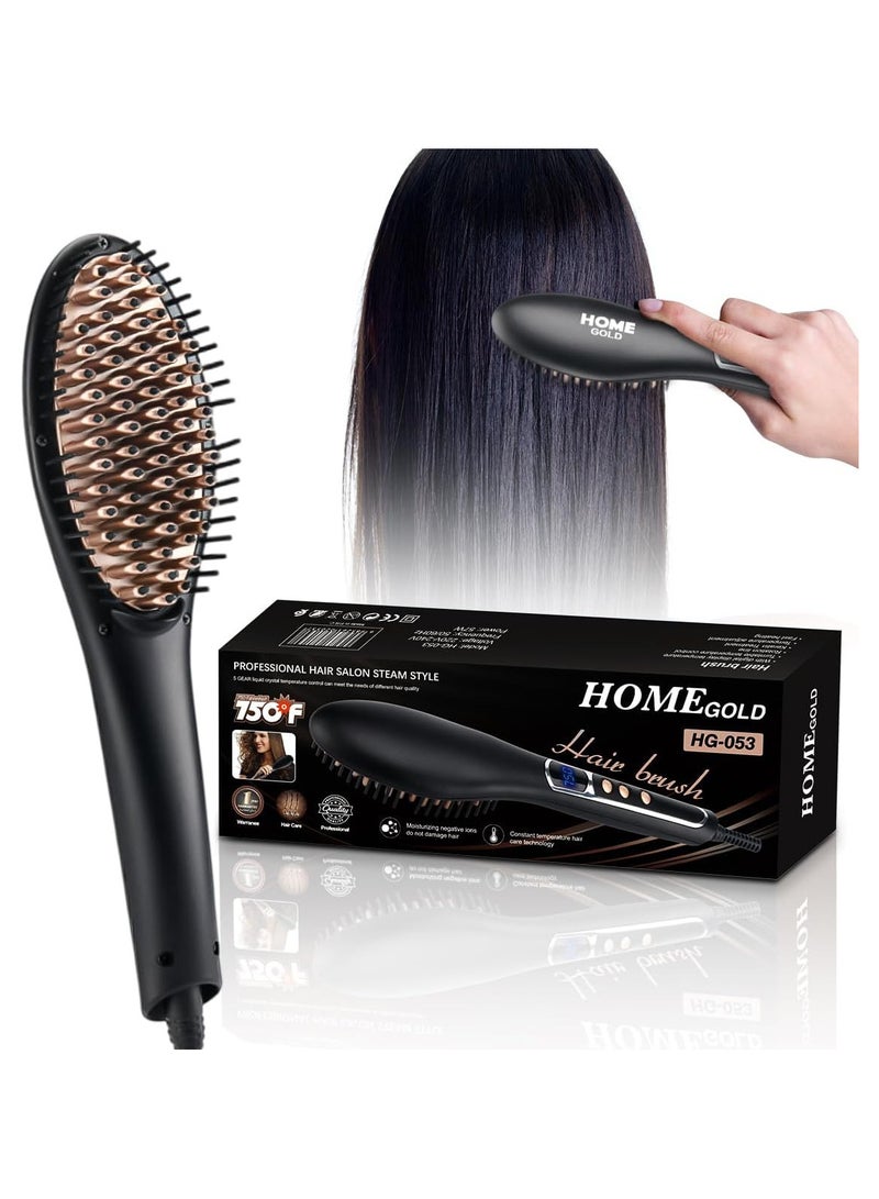 Home Gold Home Gold Professional Hair Straightening Brush - Digital Display, Anti-Scald, & Adjustable Heat  - Image 2