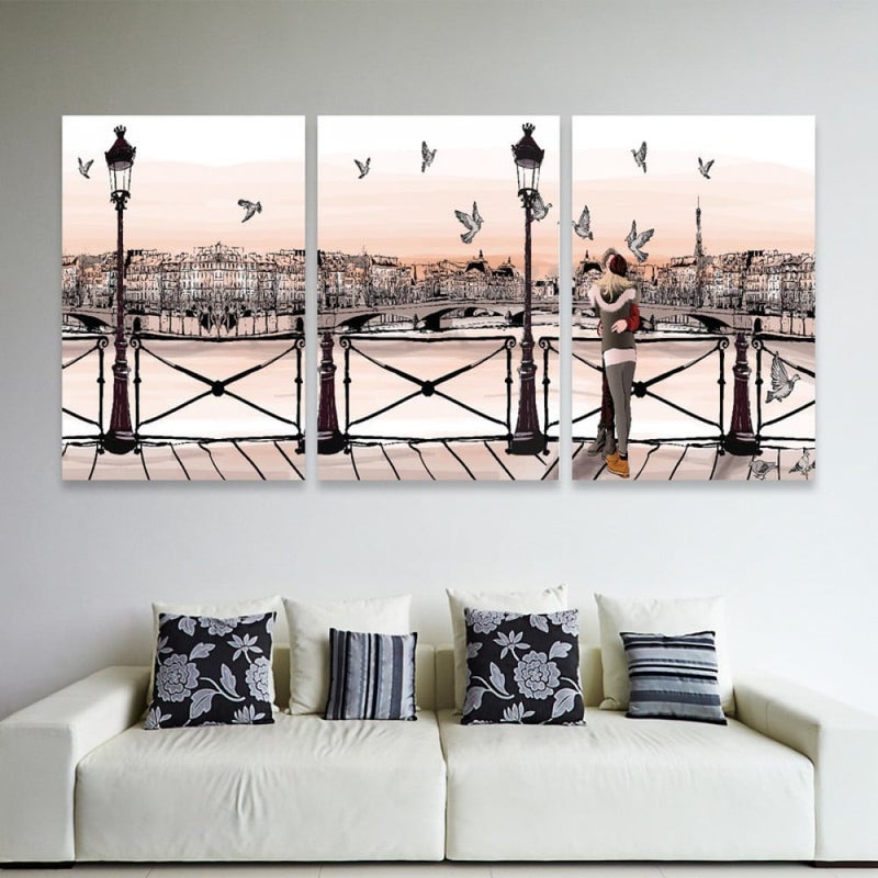 ماركتنا ثلاث لوحات قماشية فخمة بتصميم مودرن مع برواز مجوف مقاس (150×70) ثلاث قطع - Image 1