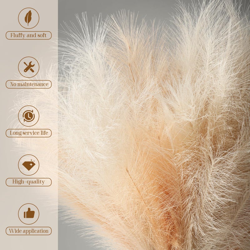 Ouddy Decor ديكور أودي 8 قطع من نباتات البامبا الصناعية بطول 38''/97 سم، زهور كبيرة صناعية من البامبا، نباتات مزيفة رقيقة، حشوة مزهرية أرضية لحفلات الزفاف والمطبخ والديكورات المنزلية بأسلوب بوهيمي، مختلط بيج - Image 3